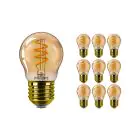 Multipack 10x Philips MASTER Value LED Lustre E27 Ball Gold 2.6W 136lm - 820 Extra Warm White | Replaces 15W