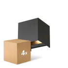 Multipack 4x D'Lite LED Wall Light Elingen Aluminium Black 4.9W 480lm - 830 Warm White